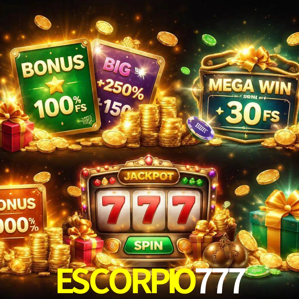 Tipos de bonos ESCORPIO777 incluyendo recompensas de bienvenida y promociones continuas