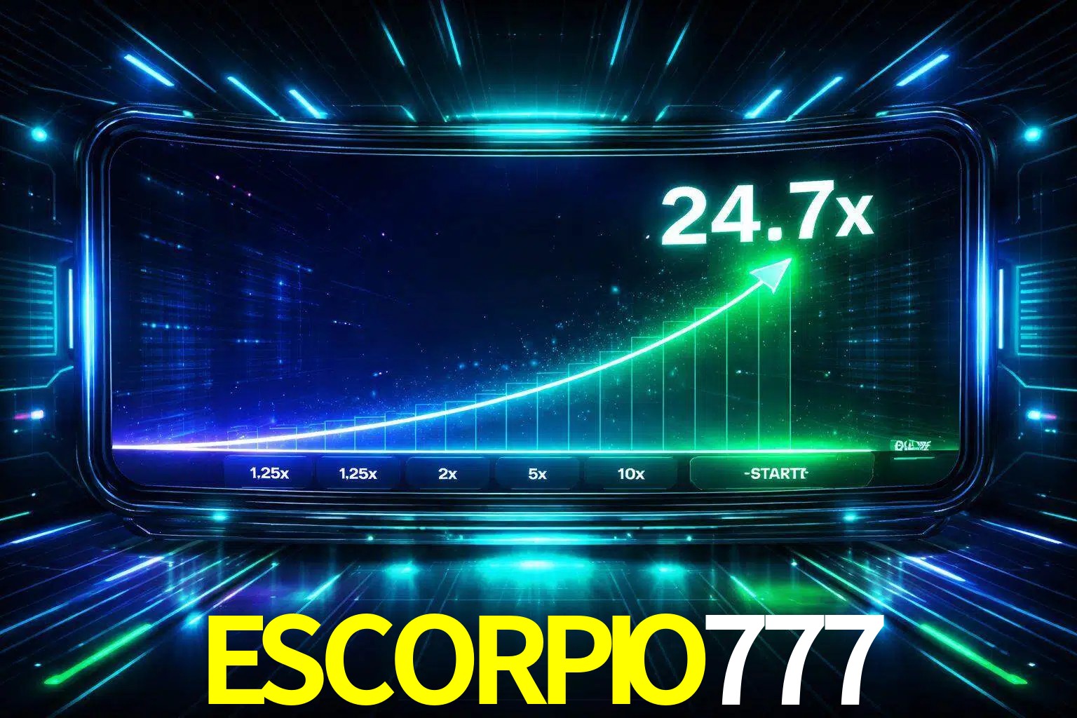 Una pantalla moderna de juego estilo crash con multiplicadores ascendentes, visuales de neón y una interfaz intensa enfocada en la acción.
